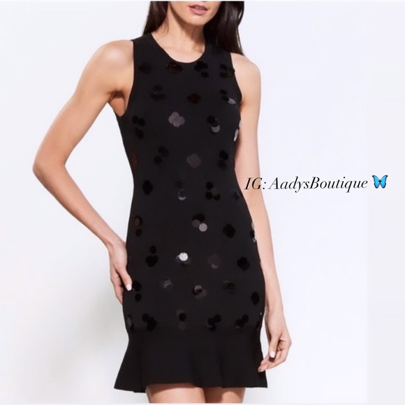 Michael Kors Black Embellished Paillette Knit Stretch Dress Size M New w/Tag - Picture 11 of 11